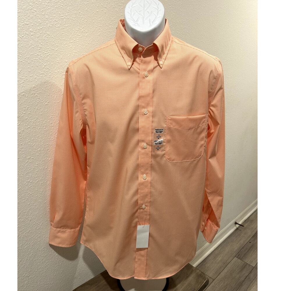 Lauren Ralph Lauren Men Regular Fit Long Sleeve Shirt 15 (32/33) M Orange Check